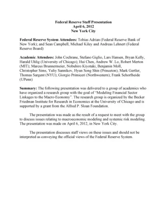 Overview of Near Term Policy Agenda  Focus on Regulatory Reform  Tobias Adrian, Sean Campbell