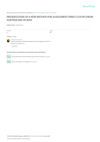 PRESENTATION OF A NEW METHOD FOR ASSESSMENT DIRECT LOSSES FROM  EARTHQUAKE IN IRAN Conference Paper