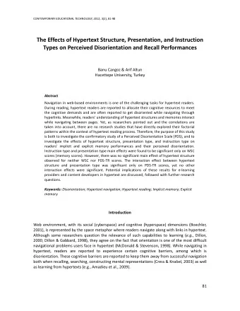 The Effects of Hypertext Structure, Presentation, and Instruction Types on Perceived Disorientation