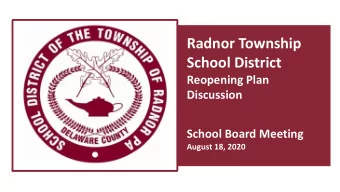 Radnor Township  School District  Reopening Plan  Discussion  School Board Meeting  August 18, 2020