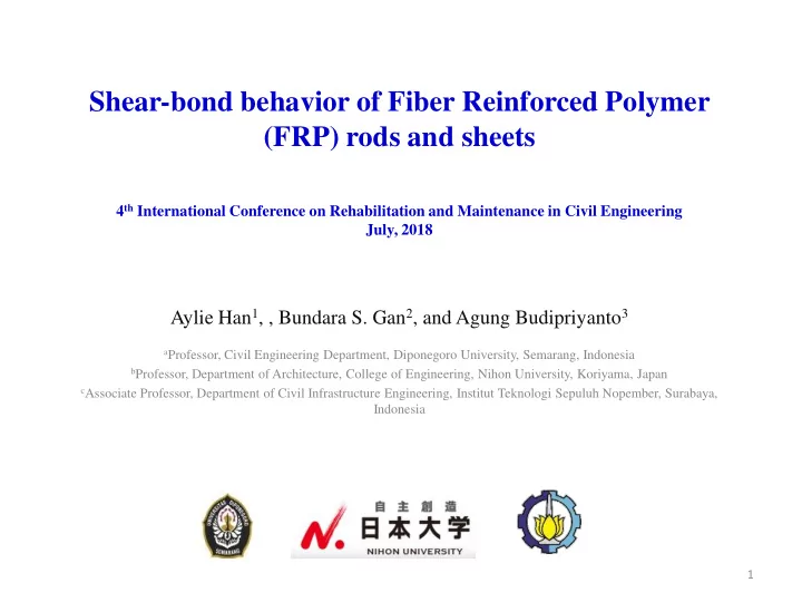 shear bond behavior of fiber reinforced polymer frp rods