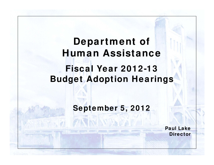 department of human assistance