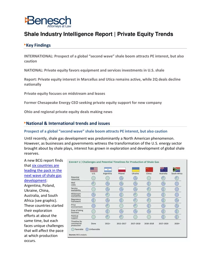 shale industry intelligence report private equity trends