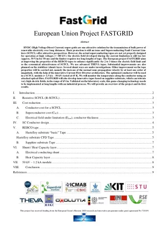 European Union Project FASTGRID  Abstract  HVDC (High Voltage Direct Current) super-grids are one