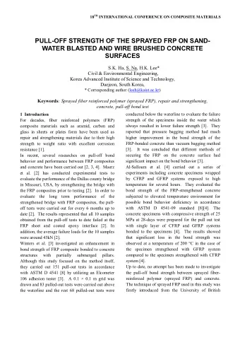 PULL-OFF STRENGTH OF THE SPRAYED FRP ON SAND-  WATER BLASTED AND WIRE BRUSHED CONCRETE  SURFACES