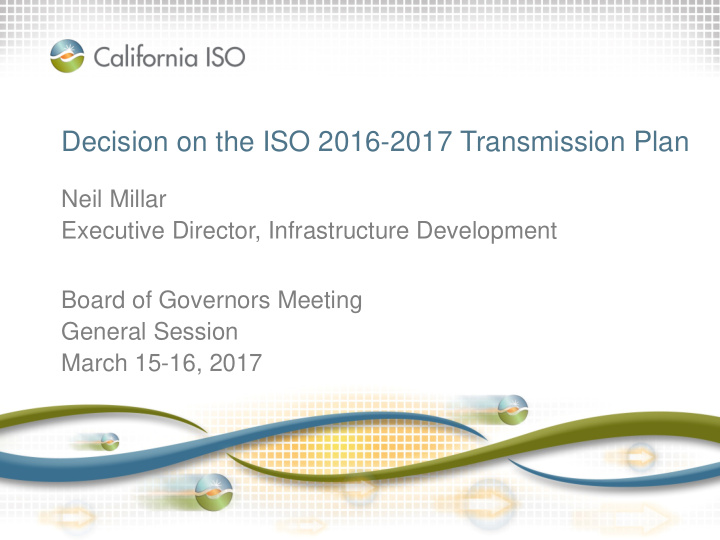 decision on the iso 2016 2017 transmission plan