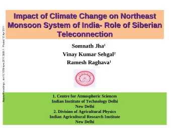 Impact of Climate Change on Northeast  Impact of Climate Change on Northeast  Monsoon System of