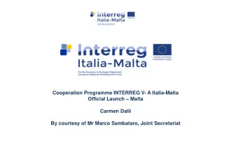 Cooperation Programme INTERREG V- A Italia-Malta  Official Launch  Malta  Carmen Dalli  By