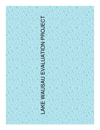 LAKE WAUSAU EVALUATION PROJECT  Lake Wausau   An approximate 2,000 acre impoundment   Maximum