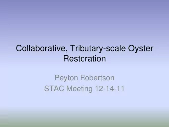 Restoration  Peyton Robertson  STAC Meeting 12-14-11  Executive Order Oyster  Outcome Outcome: