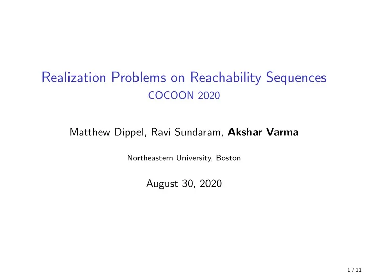 realization problems on reachability sequences