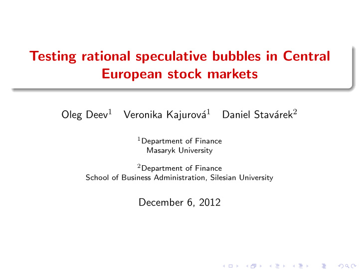 testing rational speculative bubbles in central european