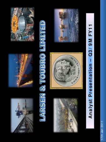 Analyst Presentation  Q3 / 9 M FY1 1  17th Jan 2011  Disclaimer  This presentation contains