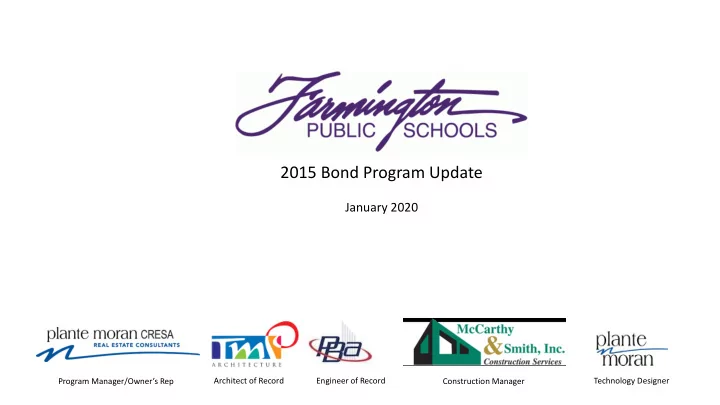 2015 bond program update