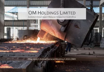 2  DISCLAIMER This presentation has been prepared and issued by OM Holdings Limited ARBN 081 028