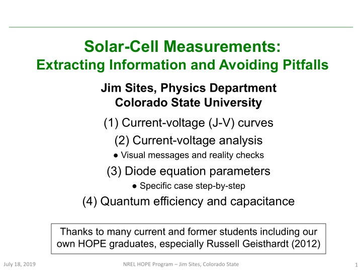 solar cell measurements