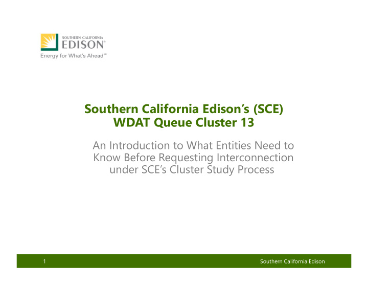 southern california edison s sce wdat queue cluster 13