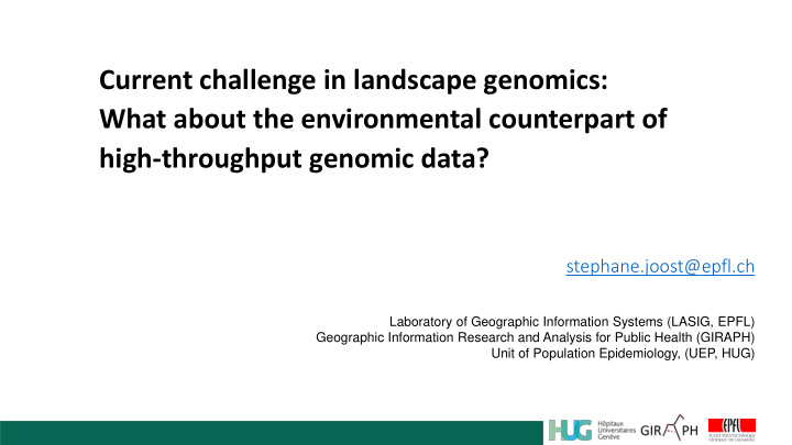 current challenge in landscape genomics