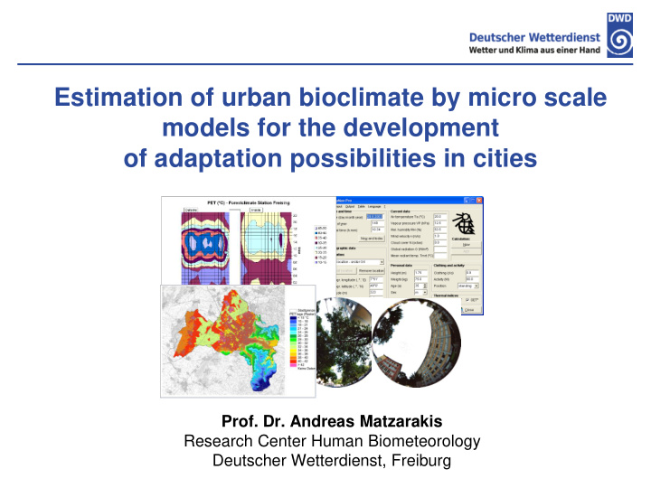 estimation of urban bioclimate by micro scale