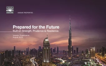 Prepared for the Future  Built on Strength, Prudence &amp; Resilience.  Investor Presentation