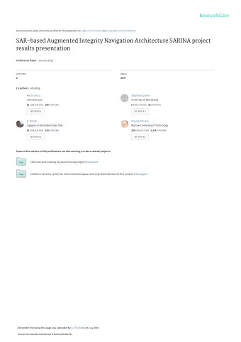 SAR-based Augmented Integrity Navigation Architecture SARINA project  results presentation