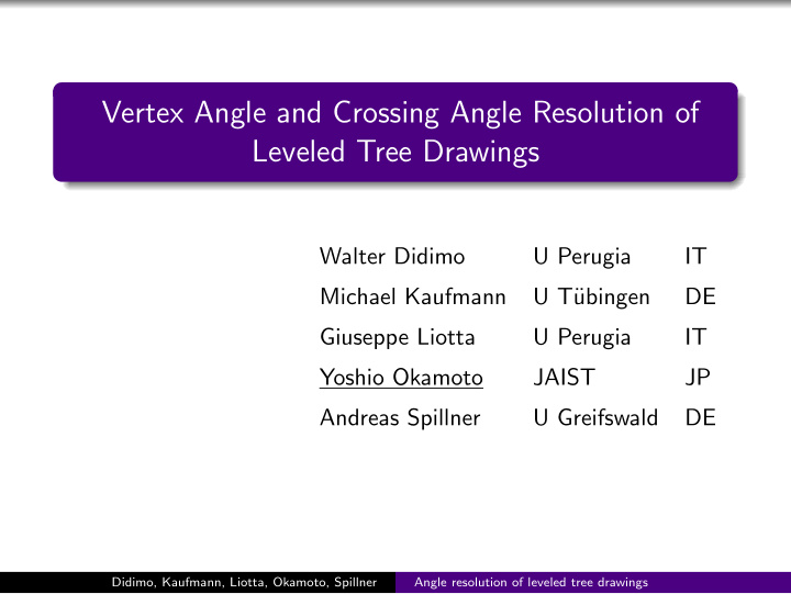 vertex angle and crossing angle resolution of leveled