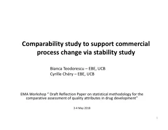 Comparability study to support commercial process change via stability study Bianca Teodorescu