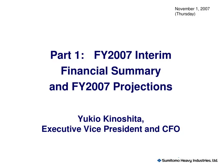 part 1 fy2007 interim financial summary and fy2007