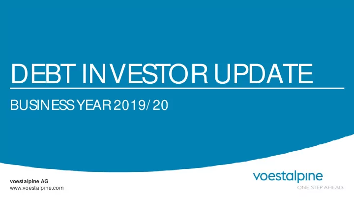 debt investor update