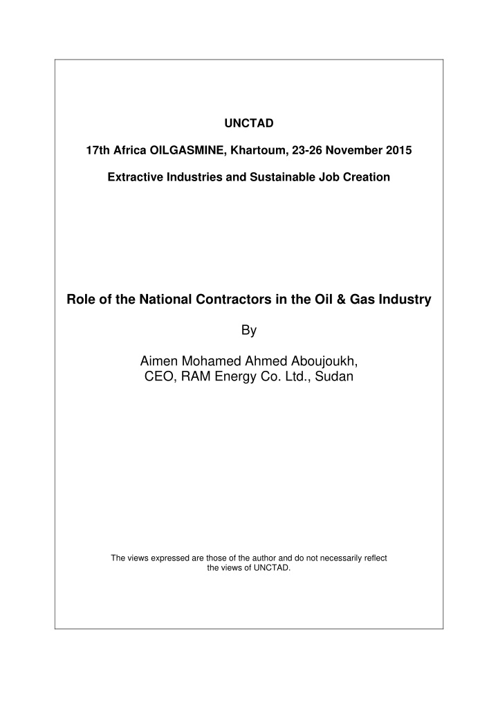 role of the national contractors in the oil gas industry