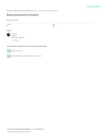 Reuse presentation (Jordan) Article  September 2013  CITATIONS  READS  0  132  1 author:  Nayef