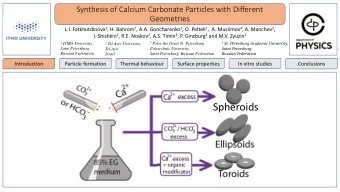 Spheroids  Figures, text etc (Column 1)  Synthesis of Calcium Carbonate Particles with Different