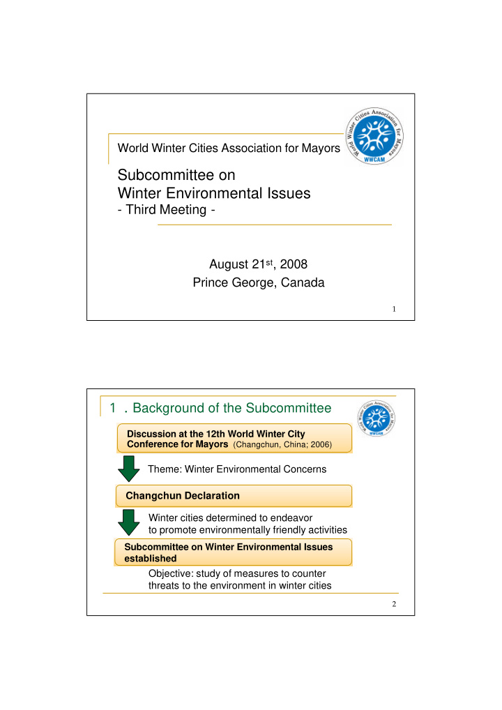 subcommittee on winter environmental issues