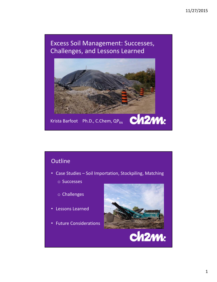 excess soil management successes challenges and lessons