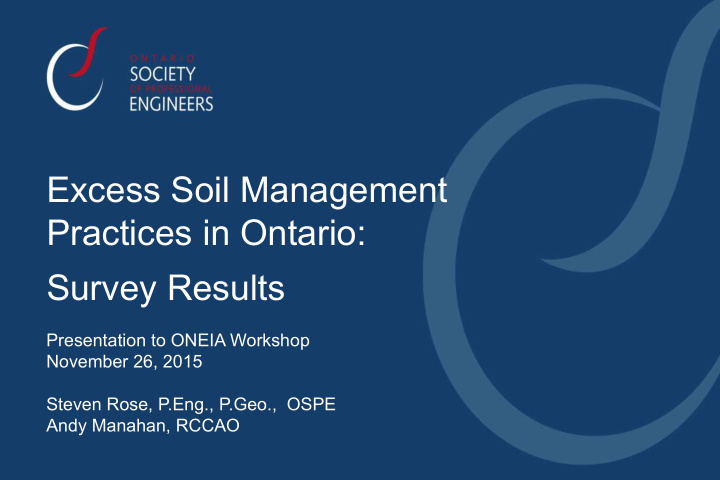excess soil management practices in ontario