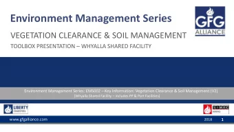 Environment Management Series  VEGETATION CLEARANCE &amp; SOIL MANAGEMENT TOOLBOX PRESENTATION