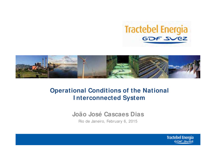 operational conditions of the national i nterconnected