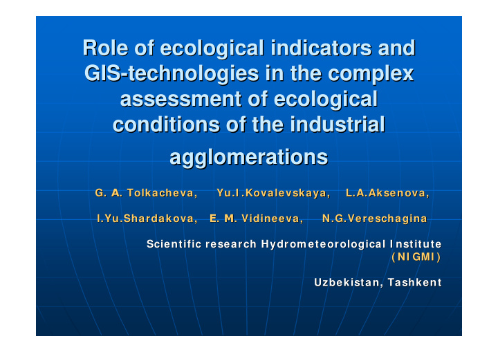 role of ecological indicators and role of ecological