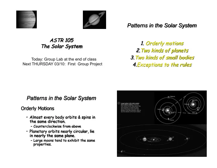 patterns in the solar system