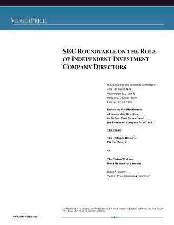 C OMPANY D IRECTORS  U.S. Securities and Exchange Commission  450 Fifth Street, N.W.  Washington,