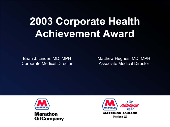2003 corporate health achievement award