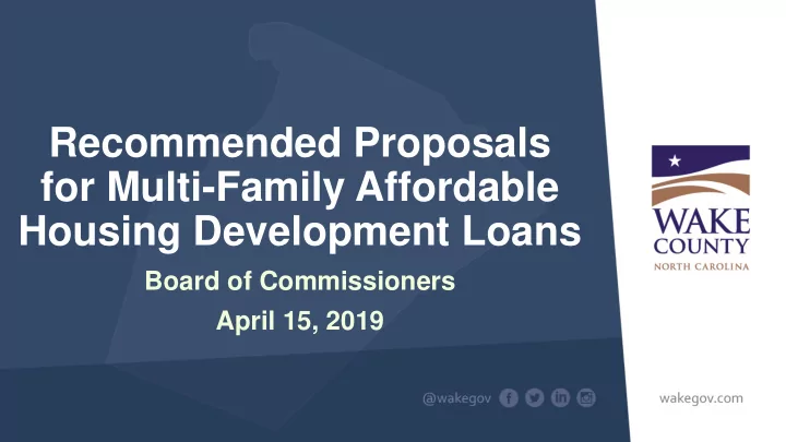 recommended proposals for multi family affordable housing