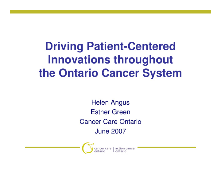driving patient centered innovations throughout the