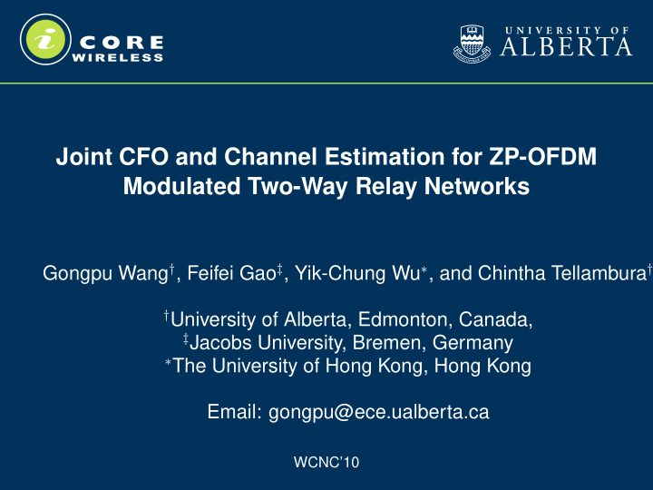joint cfo and channel estimation for zp ofdm modulated