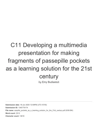 C11 Developing a multimedia  presentation for making  fragments of passepille pockets  as a