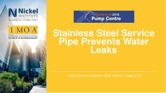 Leaks  Pump Centre Conference 2018, Telford, 3 May 2018  Antitrust rem  eminder    Nickel