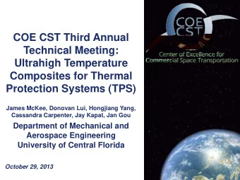 Technical Meeting:  Ultrahigh Temperature  Composites for Thermal  Protection Systems (TPS)  James