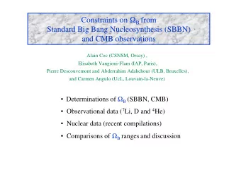 Constraintson  B from  StandardBigBangNucleosynthesis (SBBN)  and