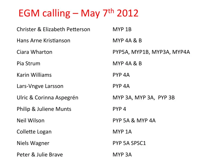 egm calling may 7 th 2012