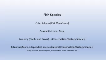 Fish Species Coho Salmon (ESA Threatened )  Coastal Cutthroat Trout Lamprey (Pacific and Brook)